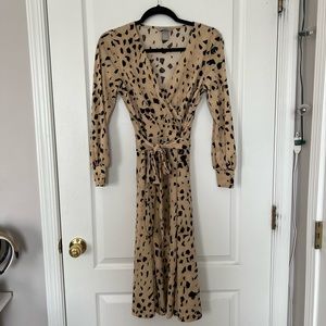 H&M cheetah print midi length dress in a size small for sale